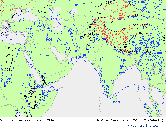 Surface pressure ECMWF Th 02.05.2024 06 UTC