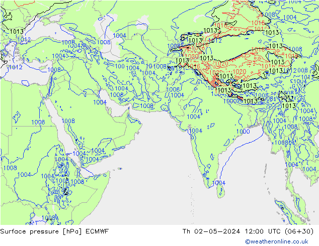 Pressione al suolo ECMWF gio 02.05.2024 12 UTC