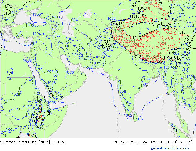 Surface pressure ECMWF Th 02.05.2024 18 UTC