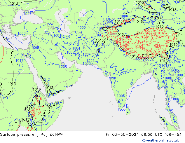 Yer basıncı ECMWF Cu 03.05.2024 06 UTC