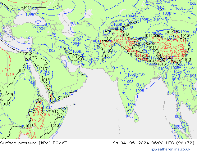 Surface pressure ECMWF Sa 04.05.2024 06 UTC