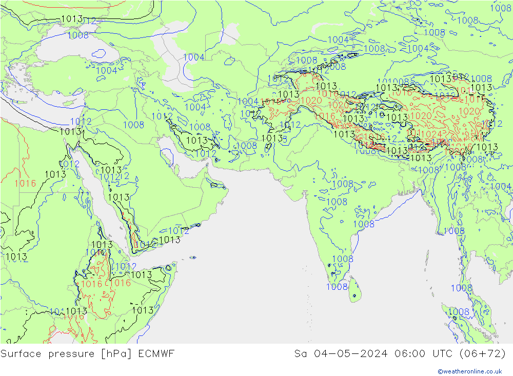 Pressione al suolo ECMWF sab 04.05.2024 06 UTC