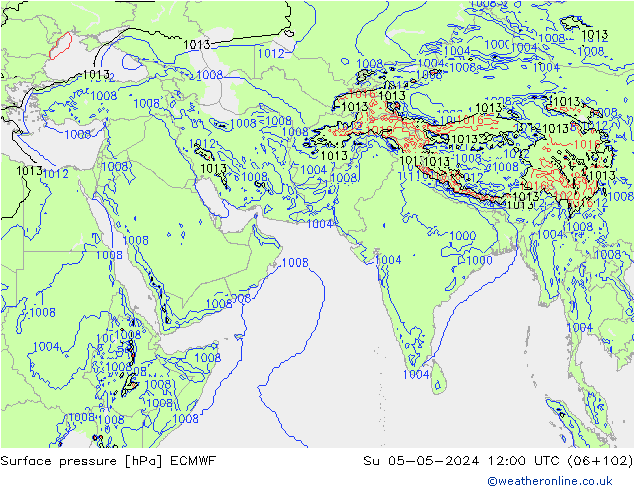 Pressione al suolo ECMWF dom 05.05.2024 12 UTC