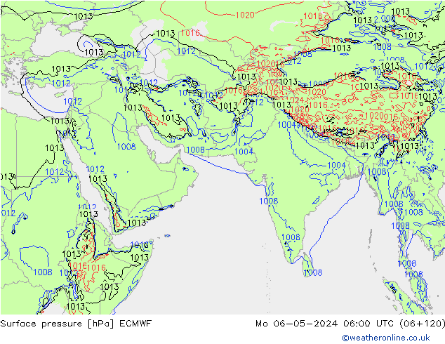 Presión superficial ECMWF lun 06.05.2024 06 UTC