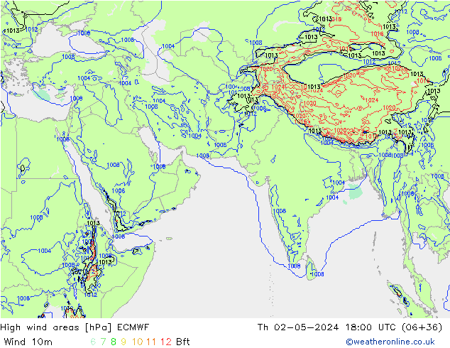 High wind areas ECMWF  02.05.2024 18 UTC