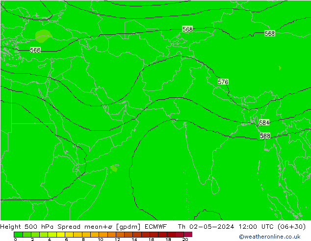 Height 500 hPa Spread ECMWF czw. 02.05.2024 12 UTC