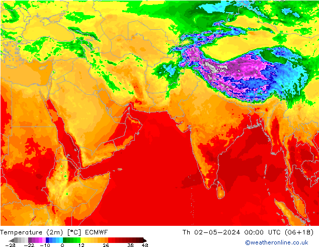 карта температуры ECMWF чт 02.05.2024 00 UTC