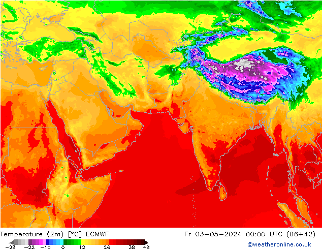 Temperaturkarte (2m) ECMWF Fr 03.05.2024 00 UTC