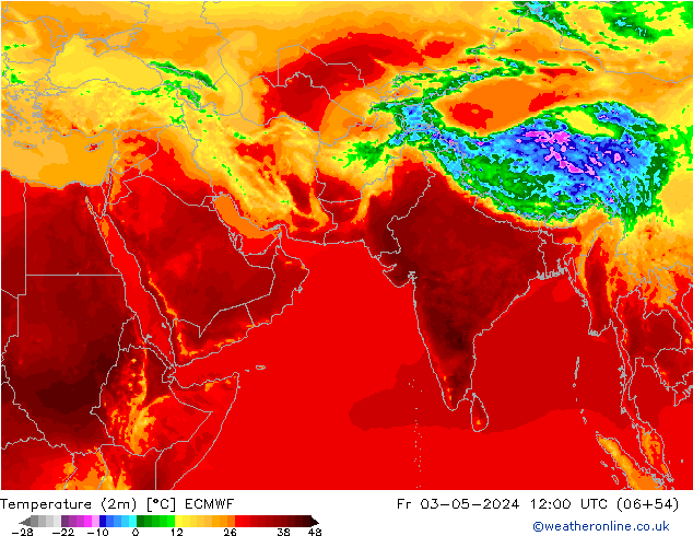 Temperature (2m) ECMWF Pá 03.05.2024 12 UTC