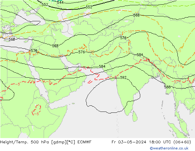 Height/Temp. 500 гПа ECMWF пт 03.05.2024 18 UTC