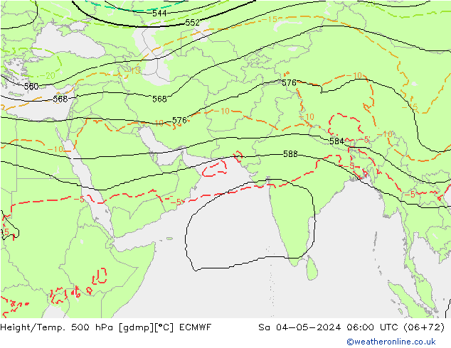 Height/Temp. 500 hPa ECMWF Sa 04.05.2024 06 UTC