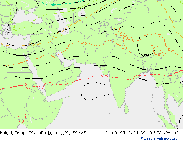 Height/Temp. 500 hPa ECMWF Ne 05.05.2024 06 UTC