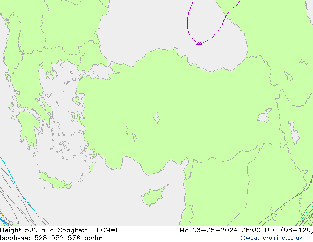 Height 500 hPa Spaghetti ECMWF Mo 06.05.2024 06 UTC