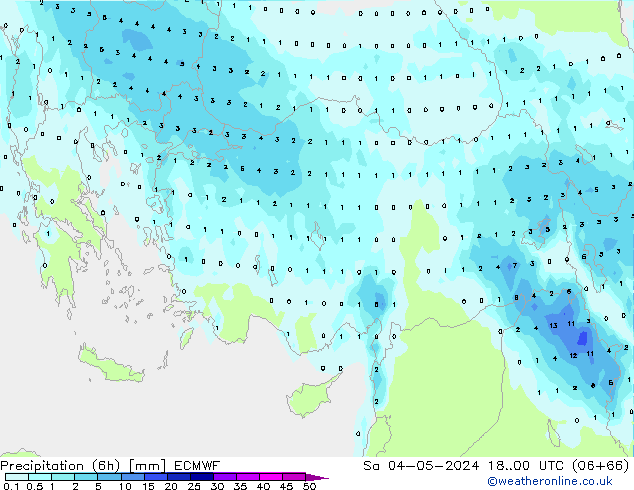 Precipitation (6h) ECMWF Sa 04.05.2024 00 UTC