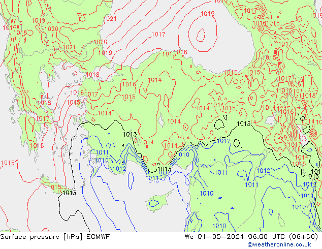 pressão do solo ECMWF Qua 01.05.2024 06 UTC