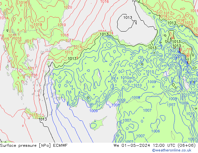 pressão do solo ECMWF Qua 01.05.2024 12 UTC