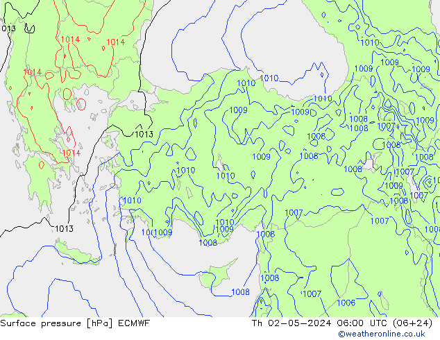 Bodendruck ECMWF Do 02.05.2024 06 UTC