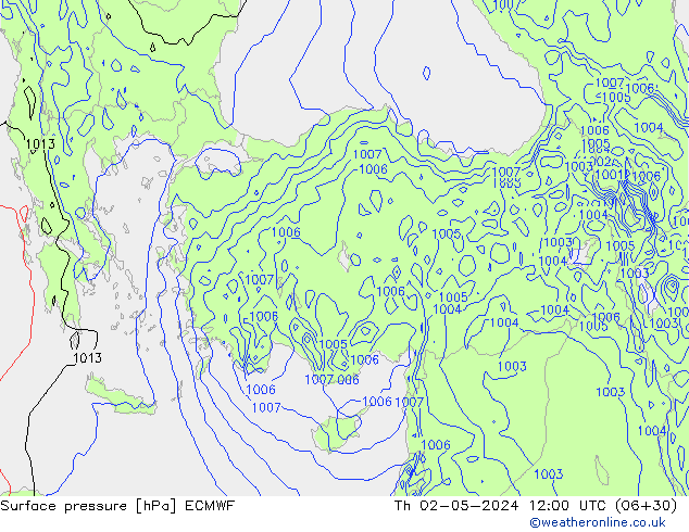 pressão do solo ECMWF Qui 02.05.2024 12 UTC