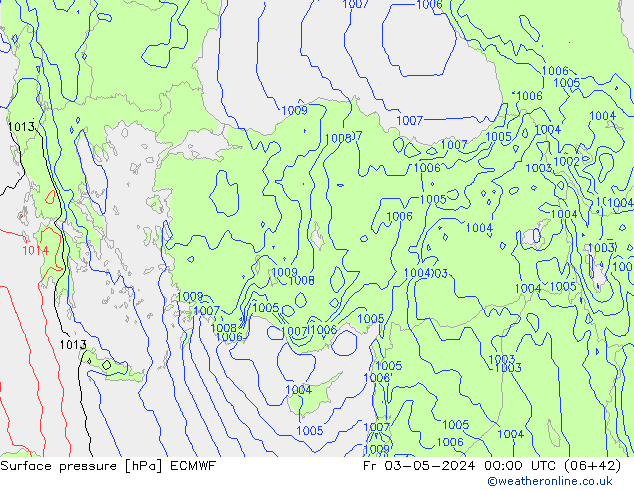 pressão do solo ECMWF Sex 03.05.2024 00 UTC