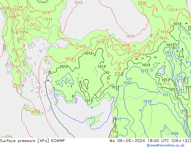 Atmosférický tlak ECMWF Po 06.05.2024 18 UTC