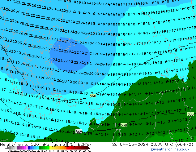 Yükseklik/Sıc. 500 hPa ECMWF Cts 04.05.2024 06 UTC