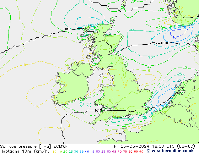 Isotachen (km/h) ECMWF Fr 03.05.2024 18 UTC