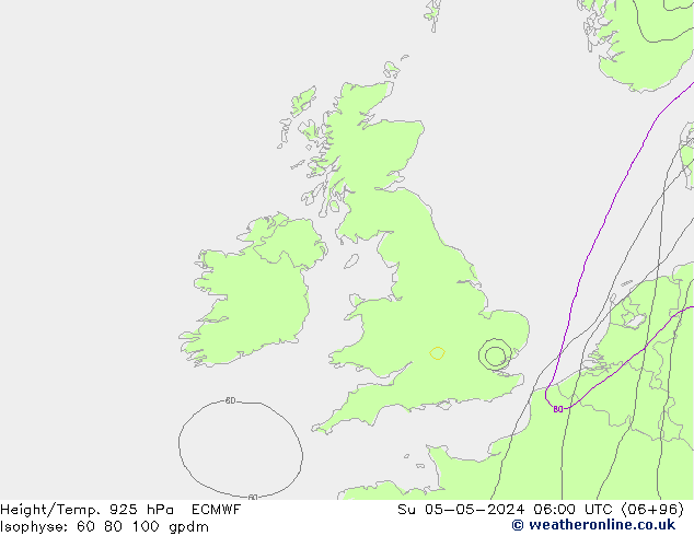 Height/Temp. 925 hPa ECMWF Su 05.05.2024 06 UTC