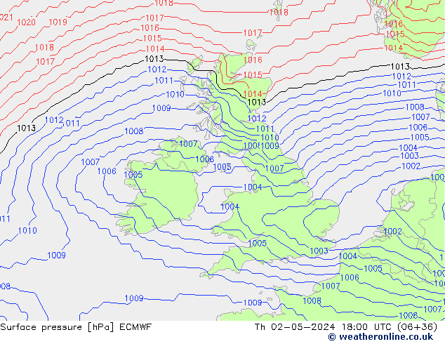 приземное давление ECMWF чт 02.05.2024 18 UTC