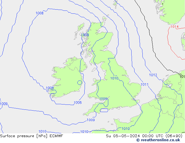 pressão do solo ECMWF Dom 05.05.2024 00 UTC