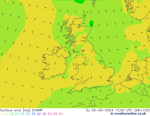 Surface wind ECMWF Su 05.05.2024 12 UTC