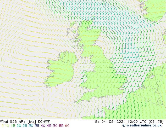 Vent 925 hPa ECMWF sam 04.05.2024 12 UTC