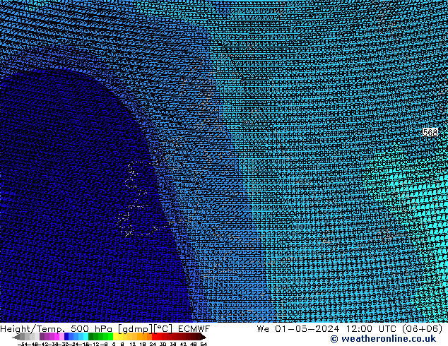 Hoogte/Temp. 500 hPa ECMWF wo 01.05.2024 12 UTC