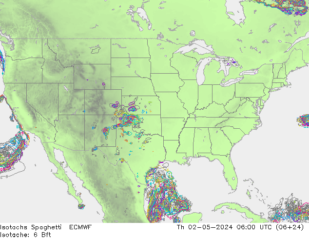 Isotachs Spaghetti ECMWF gio 02.05.2024 06 UTC