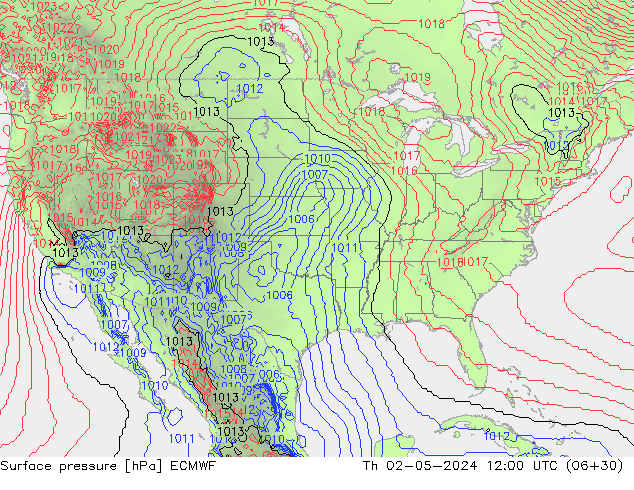 Surface pressure ECMWF Th 02.05.2024 12 UTC