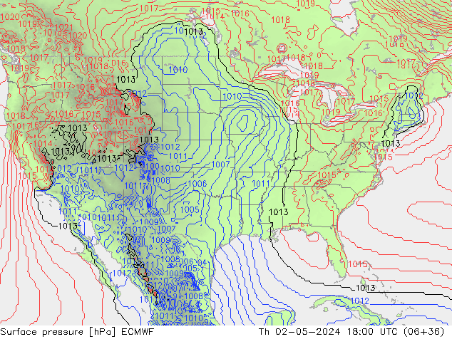 Surface pressure ECMWF Th 02.05.2024 18 UTC