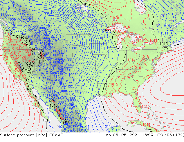 pressão do solo ECMWF Seg 06.05.2024 18 UTC