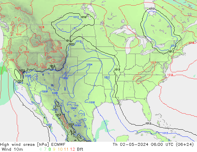 High wind areas ECMWF gio 02.05.2024 06 UTC