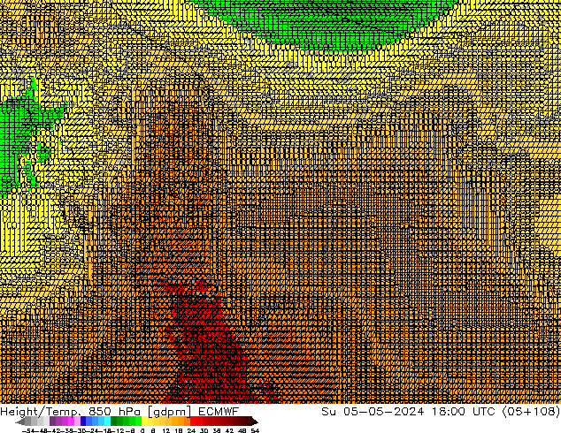 Yükseklik/Sıc. 850 hPa ECMWF Paz 05.05.2024 18 UTC