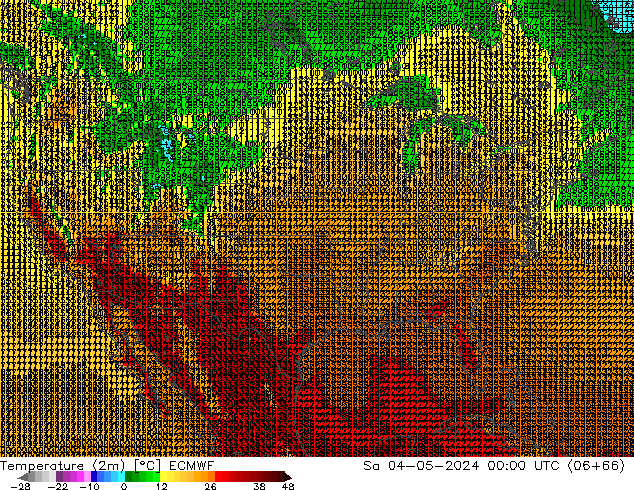 Temperatuurkaart (2m) ECMWF za 04.05.2024 00 UTC