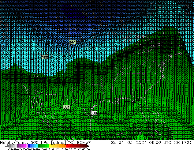 Yükseklik/Sıc. 500 hPa ECMWF Cts 04.05.2024 06 UTC