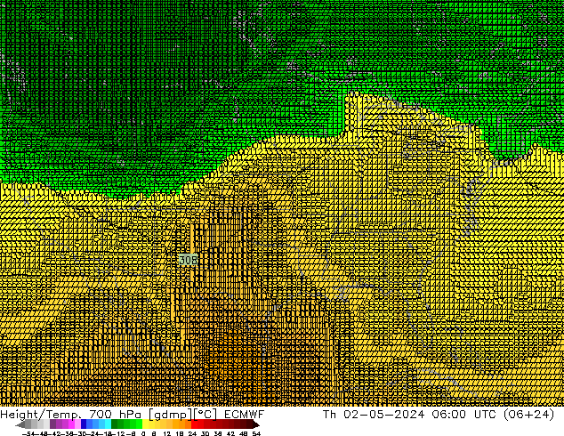 Height/Temp. 700 hPa ECMWF gio 02.05.2024 06 UTC