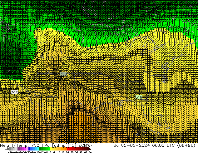 Hoogte/Temp. 700 hPa ECMWF zo 05.05.2024 06 UTC