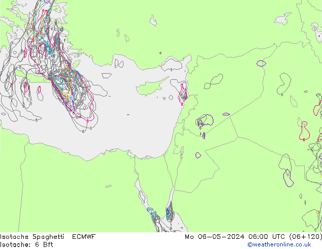 Isotachs Spaghetti ECMWF Mo 06.05.2024 06 UTC