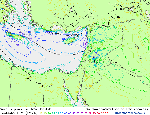 Eşrüzgar Hızları (km/sa) ECMWF Cts 04.05.2024 06 UTC