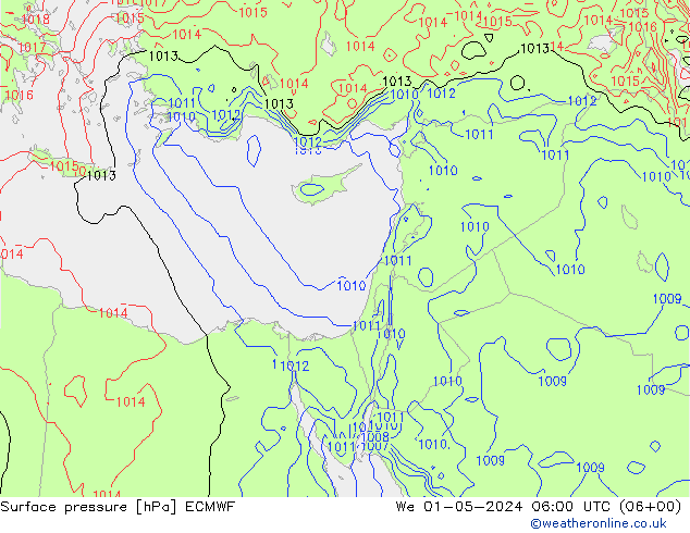 Pressione al suolo ECMWF mer 01.05.2024 06 UTC