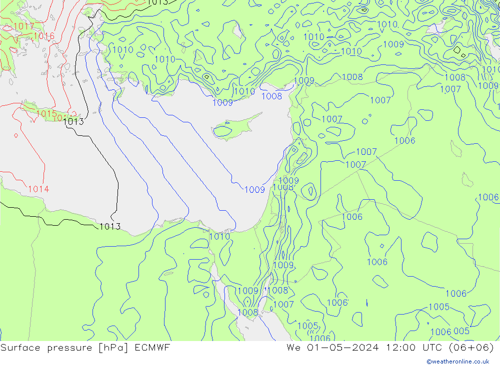 Surface pressure ECMWF We 01.05.2024 12 UTC