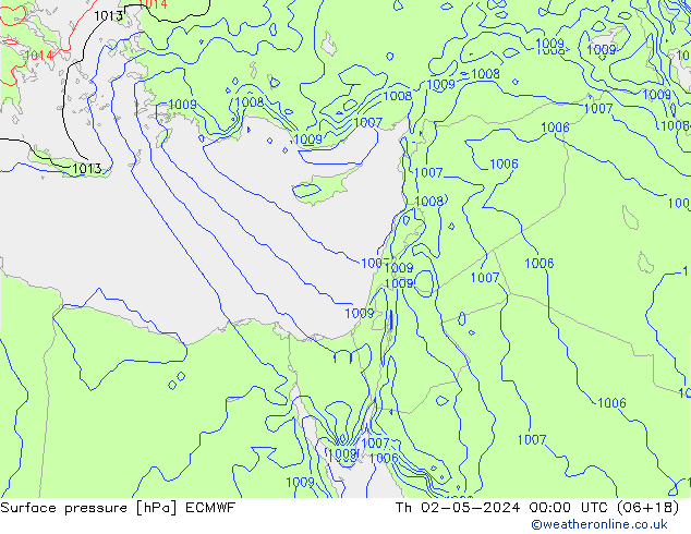 Pressione al suolo ECMWF gio 02.05.2024 00 UTC