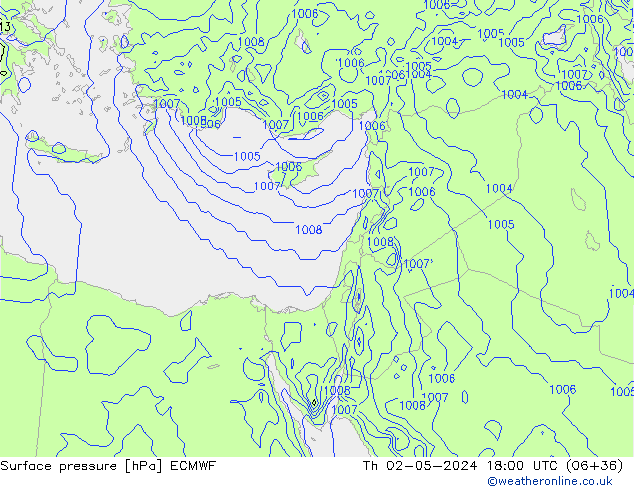 Surface pressure ECMWF Th 02.05.2024 18 UTC