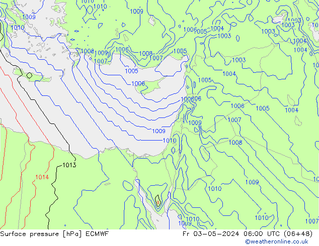 Atmosférický tlak ECMWF Pá 03.05.2024 06 UTC