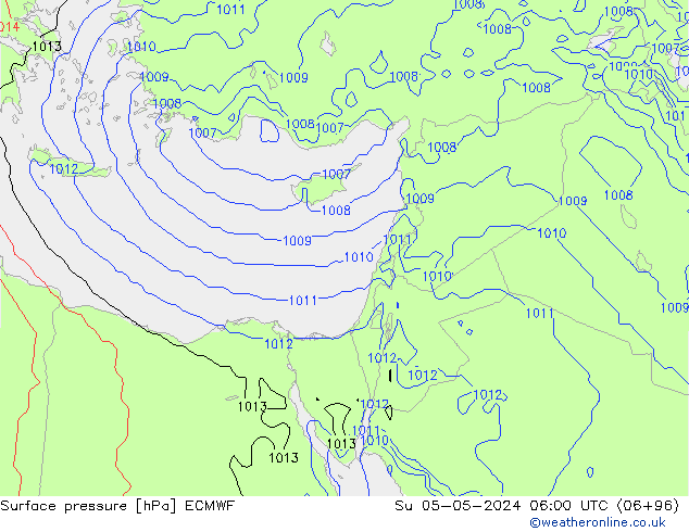 pressão do solo ECMWF Dom 05.05.2024 06 UTC